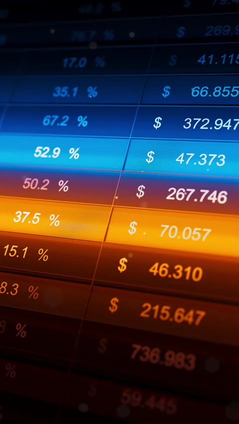 Loop 3D stock table with blue and orange highlights Stock Footage 322018180