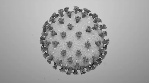LOOP 3D VIRUS COVID-19 TURNTABLE GRAY SCALE Stock Footage 126116195