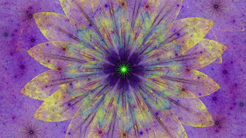 Loop able 4k rotating and moving flower and stars background with an intricat Stock Footage 186075487