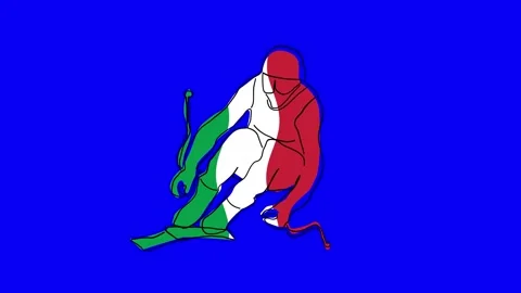 Loop able  animation of hand drawn apline ski silhouette for winter sport Stock Footage 325987744