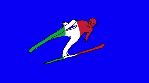 Loop able animation of hand drawn ski jump silhouette icon for winter sport  Stock Footage 325988474