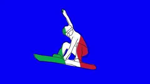 Loop able animation of snowboard person silhouette for winter sport games in Stock Footage 325988510