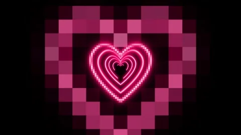Loop able animation of tunnel created by pink neon hearts. Zoom into camera  Stock Footage 326757939