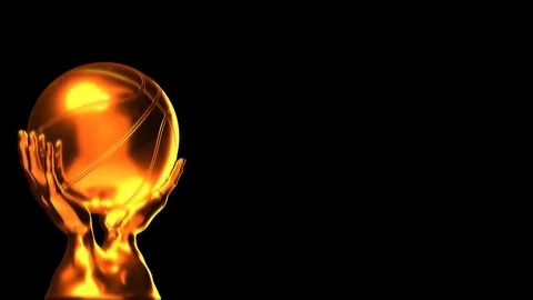 Loop-able gold basketball cup with alpha channel Stock Footage 99340698