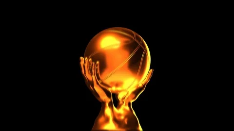 Loop-able gold basketball cup with alpha channel Stock Footage 99340899