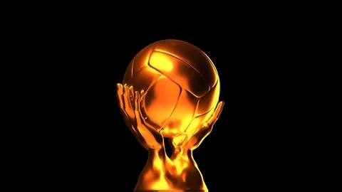 Loop-able gold volleyball cup with alpha channel Stock Footage 99273006