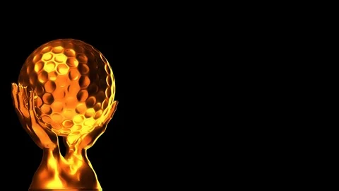 Loop-able golden golf cup with alpha channel Video stock 99949050