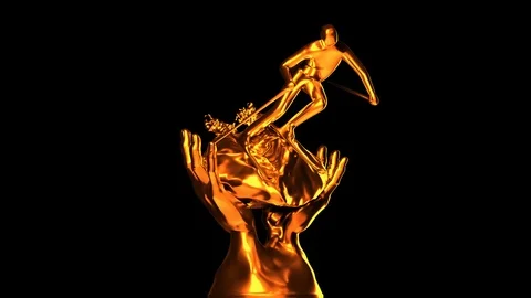 Loop-able golden Skiing cup with alpha channel Stock-Footage 100618817
