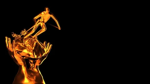Loop-able golden Skiing cup with alpha channel Stock Footage 100618930