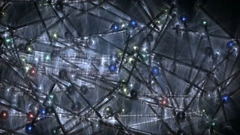 Loop able kirlian aura view of many pins with coloured glass heads on a white Stock Footage 168365145