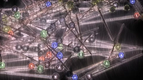 Loop able kirlian aura view of many pins with coloured glass heads on a white Stock Footage 168365513