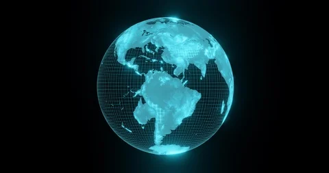 Loop able rotating earth hologram, futuristic look. 3D-Animation. Stock Footage 128817456