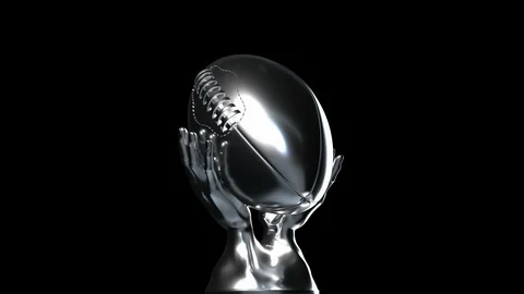 Loop-able silver American football cup with alpha channel Video stock 99570552