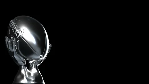 Loop-able silver American football cup with alpha channel Stock Footage 99570689