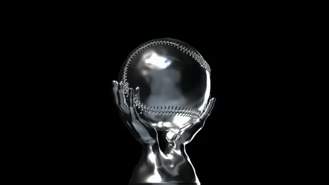 Loop-able silver baseball cup with alpha channel Stock Footage 99895725