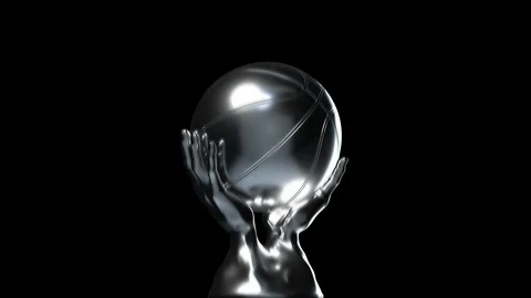 Loop-able silver basketball cup with alpha channel Stock Footage 99340583