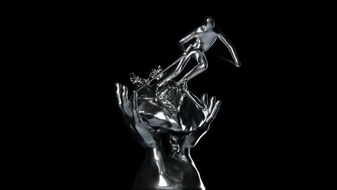 Loop-able silver Skiing cup with alpha channel Stock-Footage 100619033