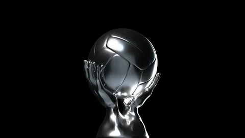 Loop-able silver volleyball cup with alpha channel Stock Footage 99272825