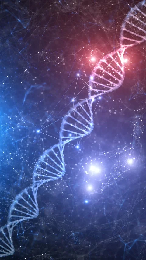 Loop abstract 3d dna chain in digital space loop rotation Stock Footage 345683523