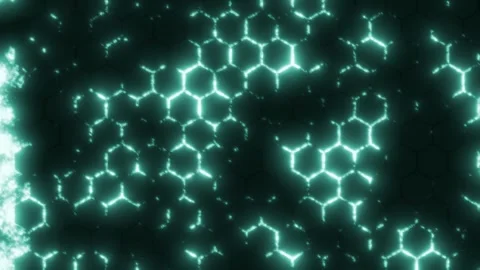 Loop abstract blue background with lightning. honeycomb Stock Footage 319027129
