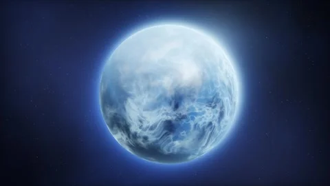 Loop abstract blue gas giant planet with swirling clouds in outer space Vídeos de archivo 345794874
