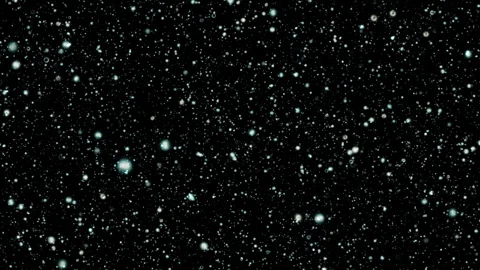 Loop abstract circle particles flow up on black background Video stock 310787594