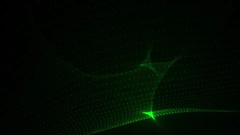 Loop abstract green dot line particles animation on black background Stock Footage 313793602