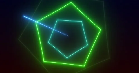 Loop Abstract motion graphics background Animation. Green Neon Blue pentago.. Stock Footage 224673087
