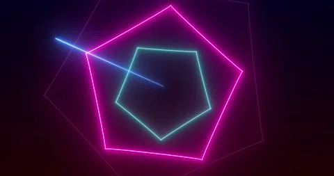 Loop Abstract motion graphics background Animation. Pink Neon Blue pentagon.. 스톡 동영상 224673337
