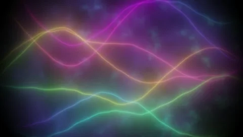 Loop Abstract Neon Prism Waves Flowing on Dark Background Stock Footage 347644999
