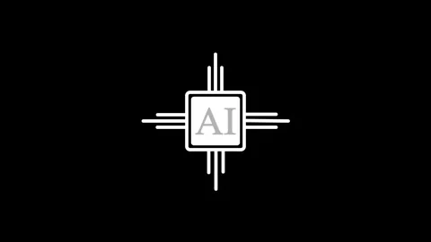 Loop AI technology loading animation with processor icon shape on a black b.. Video stock 331937162