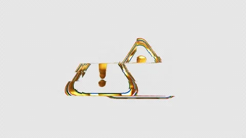 Loop Alert Icon golden shine light motion with glitch Stock Footage 247100145