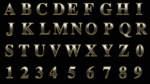 Loop alpha matted golden alphabet Video stock 47582403