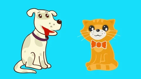 Loop Animated Cat and Dog Stock Footage 93169110