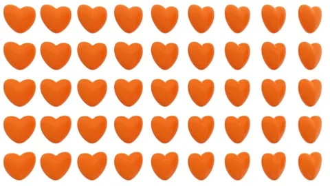 Loop animated pattern of 3D hearts isolated on white background Stock Footage 72889068
