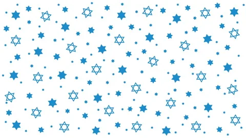 Loop animated pattern with blue Jewish stars on white background. Stock Footage 305633430