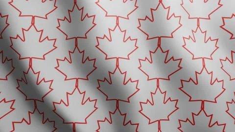 Loop animated pattern with thin line red Canadian maple leaves Stock Footage 153816777