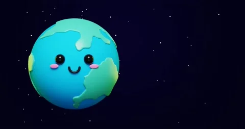 Loop animation of 3d adorable cartoon earth emoji, green planet 库存影片 237354442