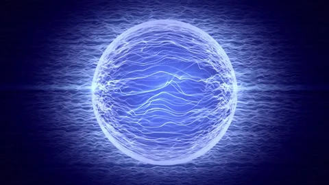Loop animation of an abstract blue sphere made of moving white waves Stock Footage 258430153