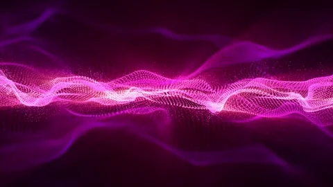 Loop animation of abstract pink waves made of glowing particles Stock Footage 265735639