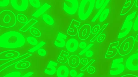 Loop animation. Acid glow wavy text 50 % off on green background Stock Footage 291406030