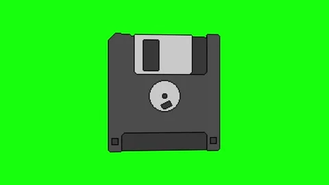 Loop animation of black floppy disk rotating 360 degrees on green screen Stock Footage 317097011