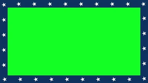 Loop animation. Blue frame with white spinning stars with green screen Stock Footage 338312791