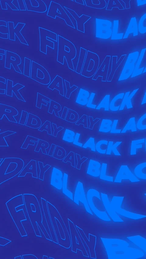 Loop animation with blue glow wavy text Black Friday on blue Stock Footage 312512636