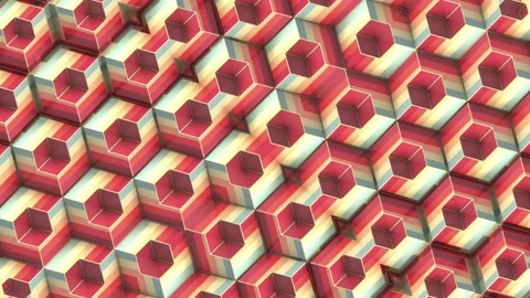Loop animation of a bright, symmetrical pattern of cubic structures. 3d render Stock Footage 320159246