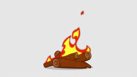 Loop Animation Campfire with Burning Firewood, 4K Alpha Channel Stock Footage 337736395