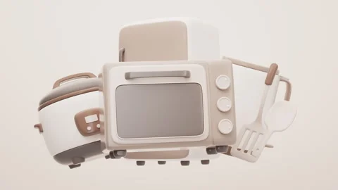Loop animation of cartoon style kitchen appliance, 3d rendering. Video stock 283429197