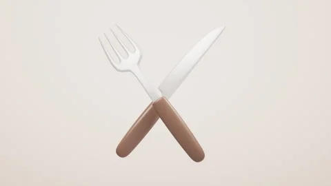 Loop animation of cartoon style knife and fork, 3d rendering. Video stock 283431823
