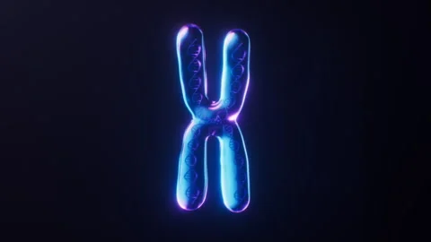 Loop animation of chromosome with dark neon light effect, 3d rendering. Stock Footage 266939026