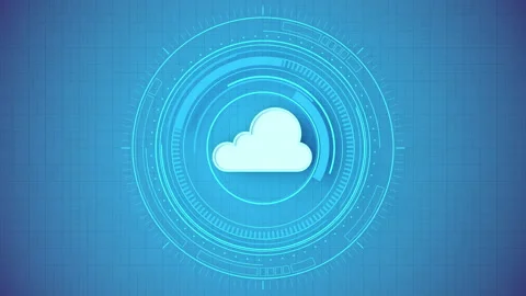 Loop animation of cloud computing with HUD element, 3d rendering. Stock Footage 143774563